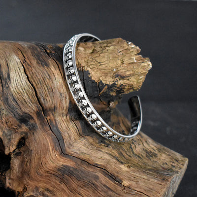 Sterling Silver Skull Cuff Bangle