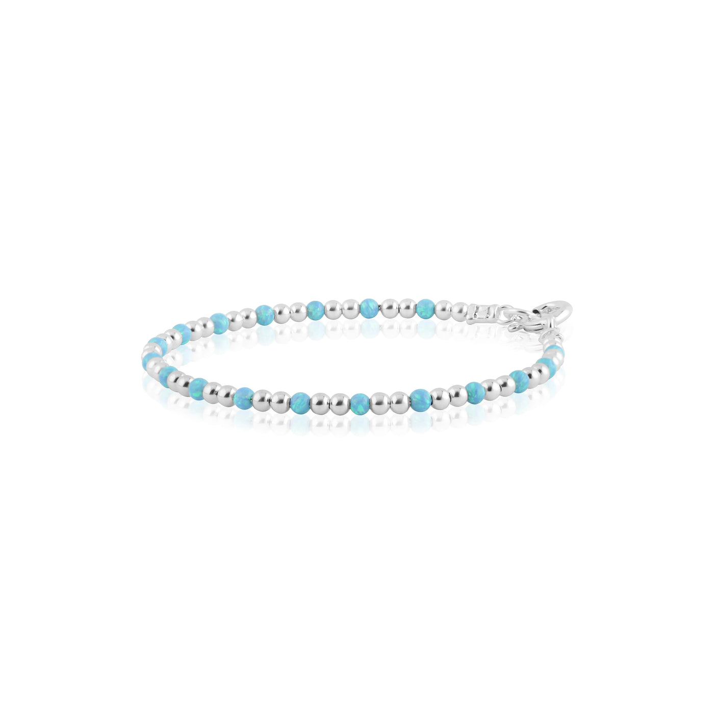 Lavan Silver Blue Opal Beaded Bracelet