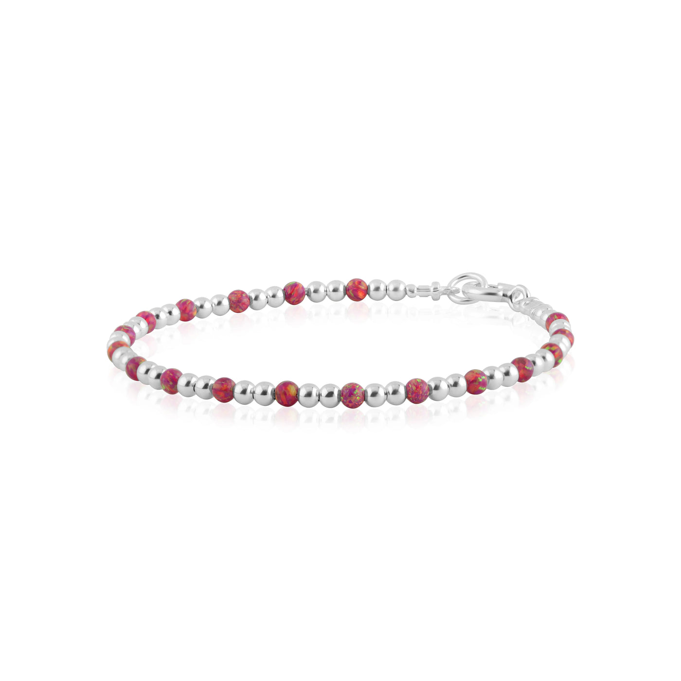 Lavan Silver Red Opal Beaded Bracelet