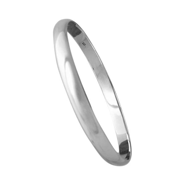 Sterling Silver D Shaped Bangle - Rococo Jewellery