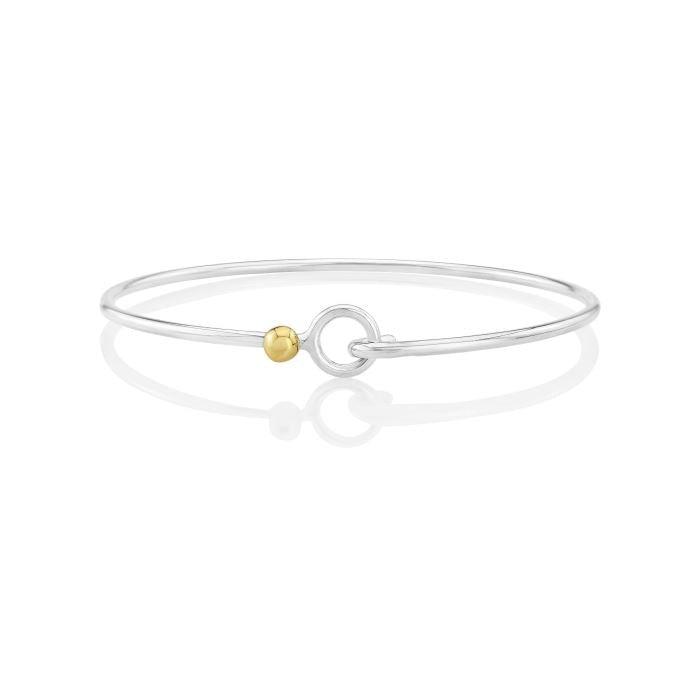9ct Gold and Sterling Silver Slim Bangle - Rococo Jewellery
