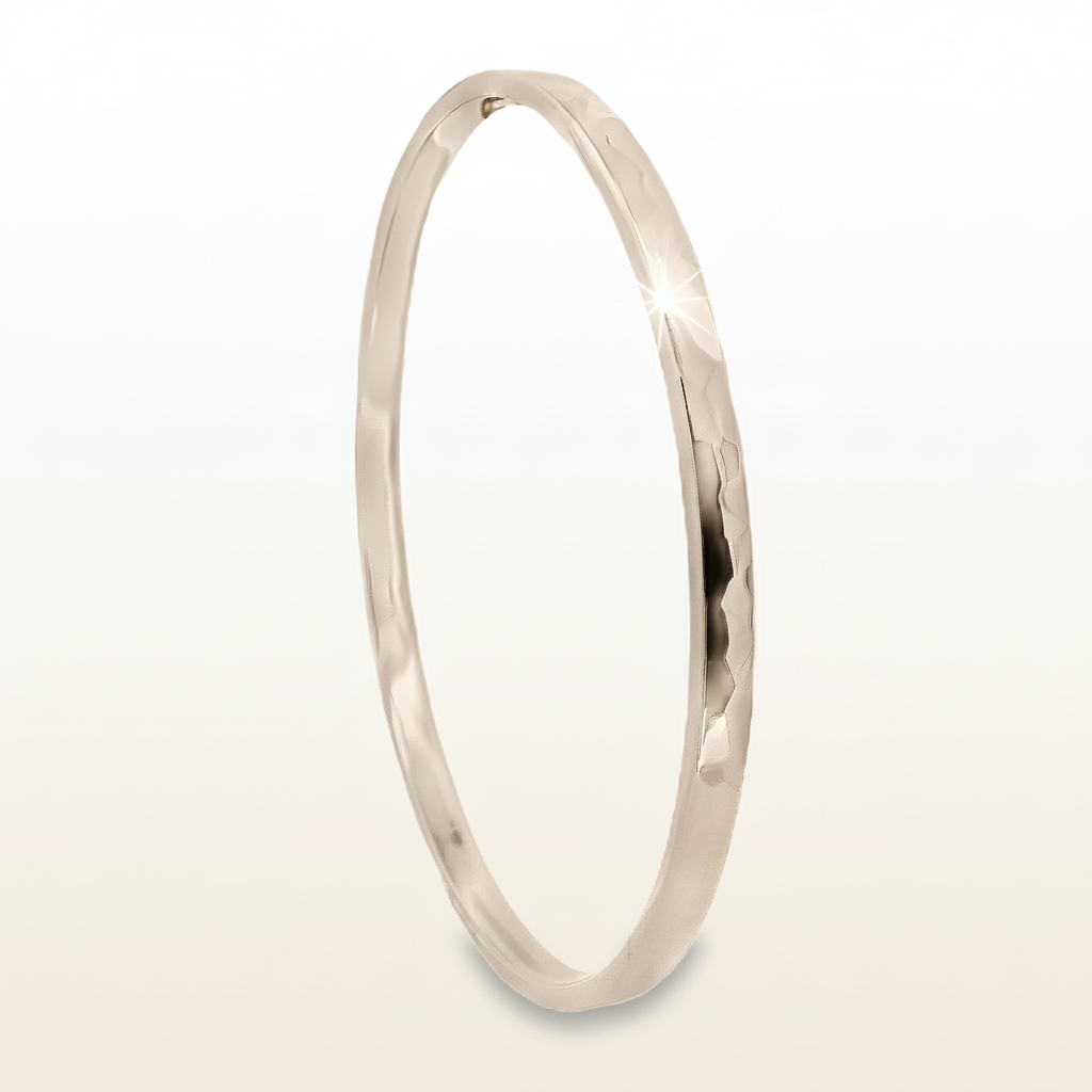 Sterling Silver Hammered Flat Court Bangle