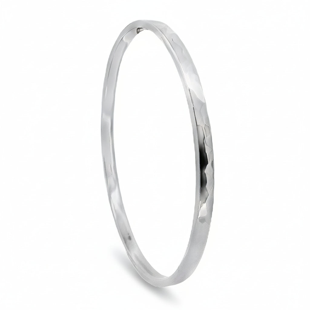 Sterling Silver Hammered Flat Court Bangle