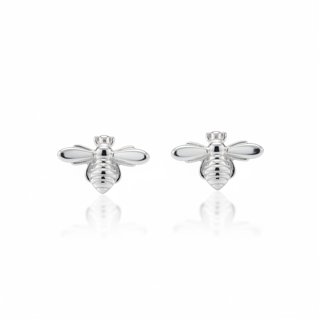 Sterling Silver Bee Stud Earrings