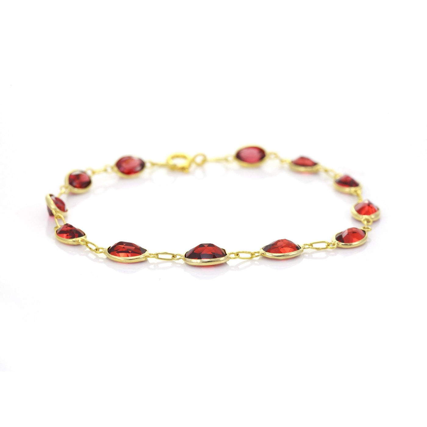 9ct Gold & Garnet Ovals Bracelet - Rococo Jewellery
