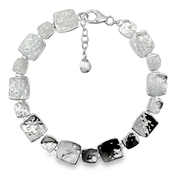 Sterling Silver Hammered Squares Bracelet