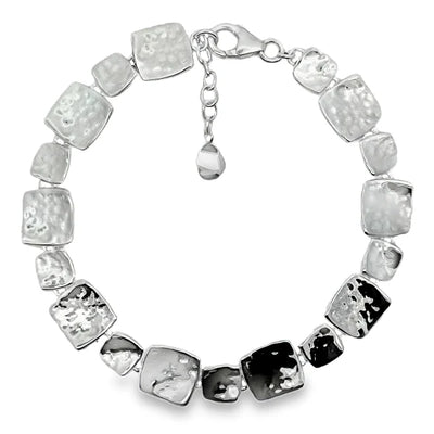 Sterling Silver Hammered Squares Bracelet