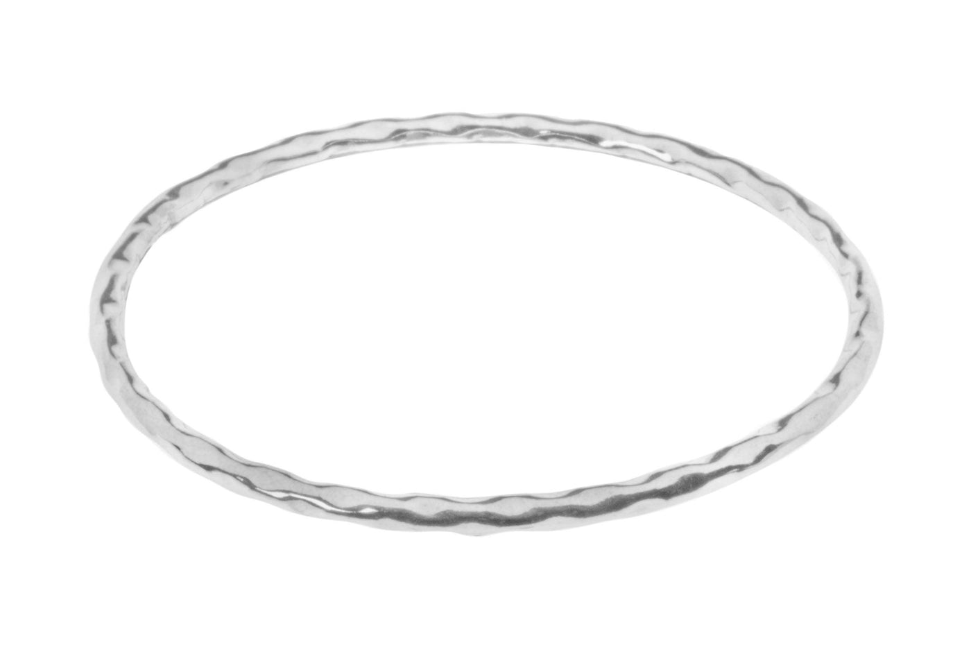 Silver Hammered Round Bangle - Rococo Jewellery