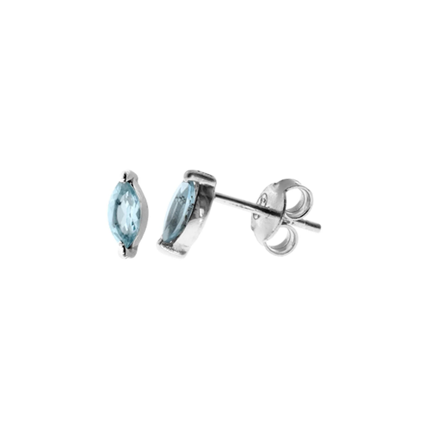Sterling Silver Blue Topaz Marquis Stud Earrings