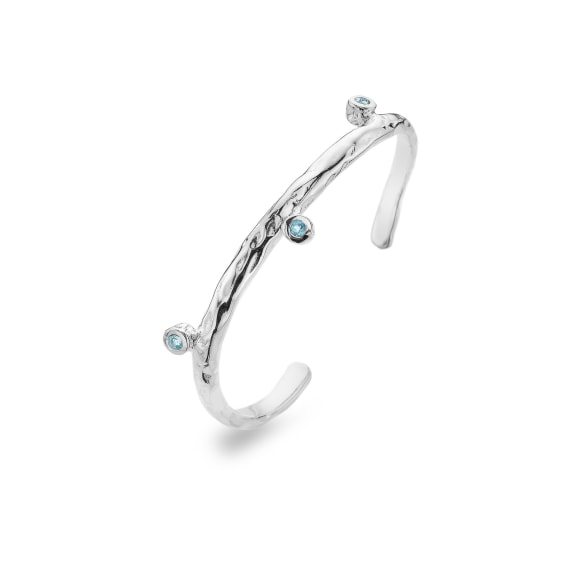 Sea Gems Sterling Silver Blue Topaz Torque Bangle