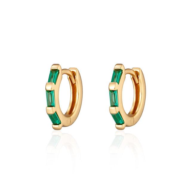 Scream Pretty 18ct Gold Vermeil Green Huggie Earrings - Rococo Jewellery