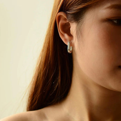 Sterling Silver Maxi Long Link Hoop Earrings