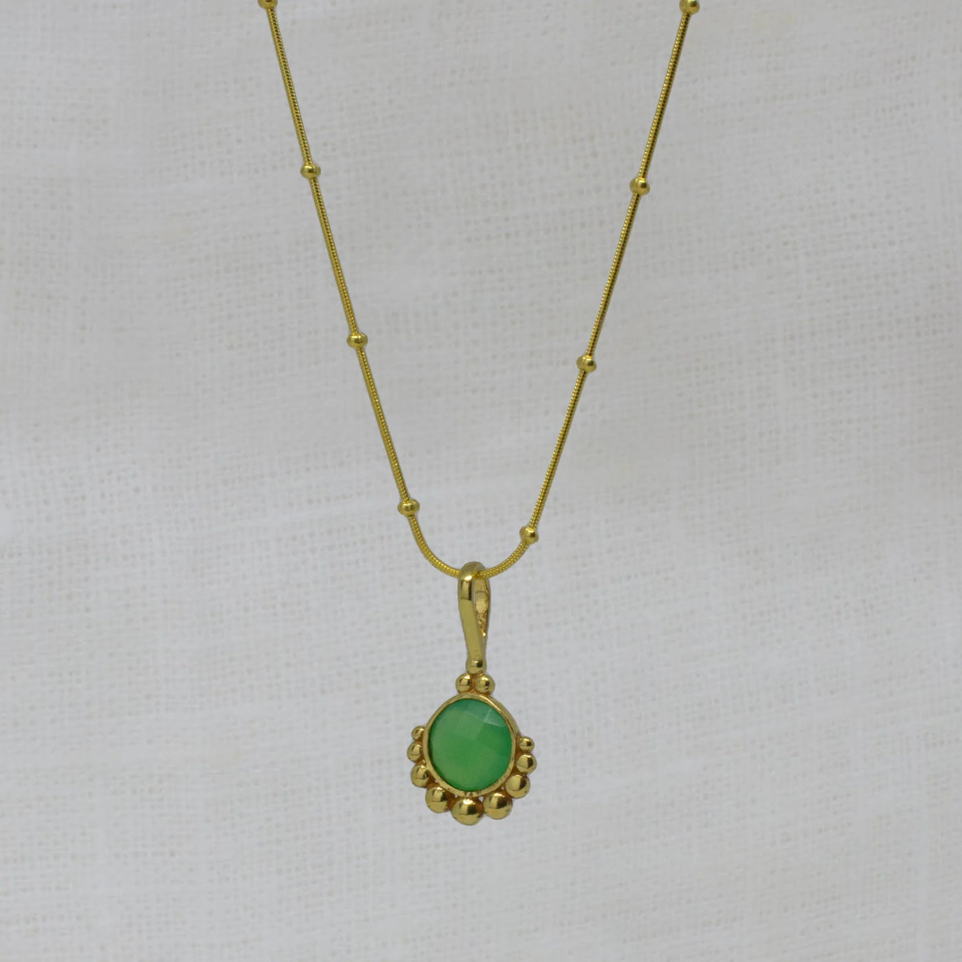 18ct Gold Vermeil Dot Chrysoprase Pendant Necklace