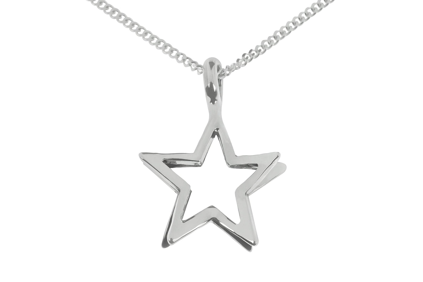 3D Sterling Silver Star Pendant - Rococo Jewellery