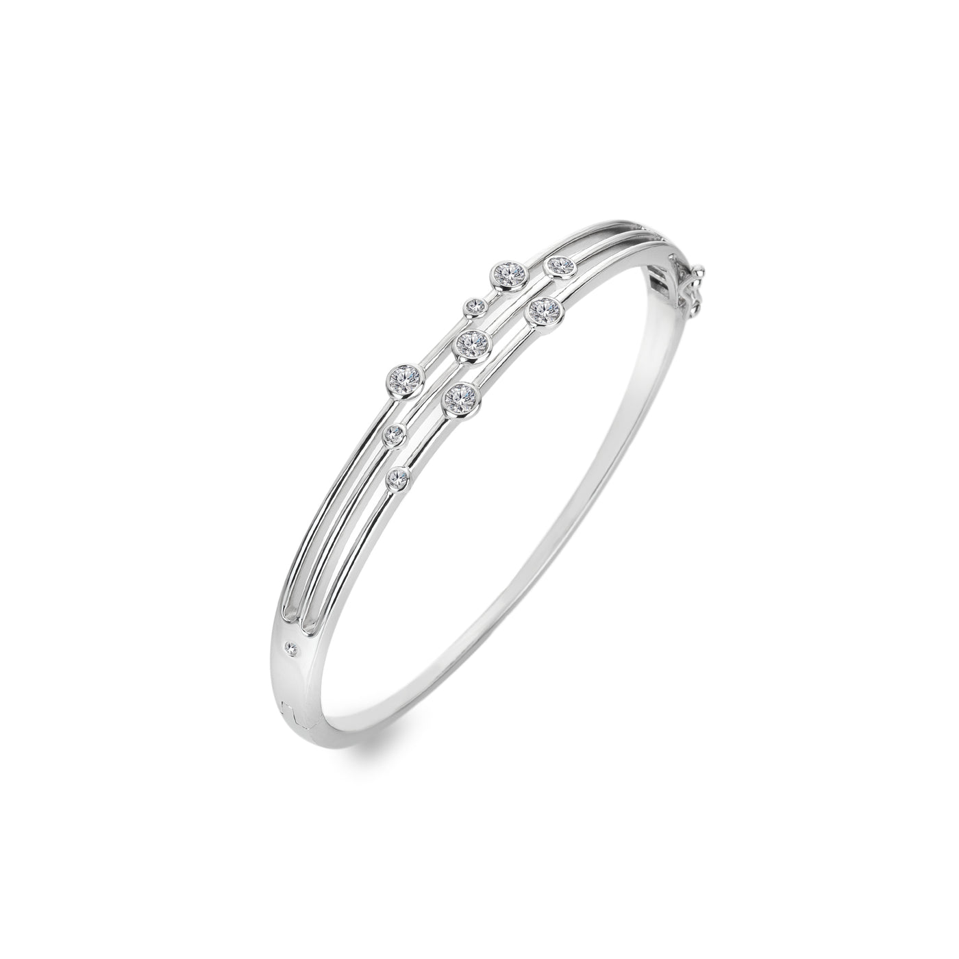 Hot Diamonds Silver White Topaz Tender Statement Bangle