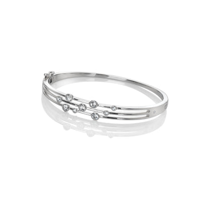 Hot Diamonds Silver White Topaz Tender Statement Bangle