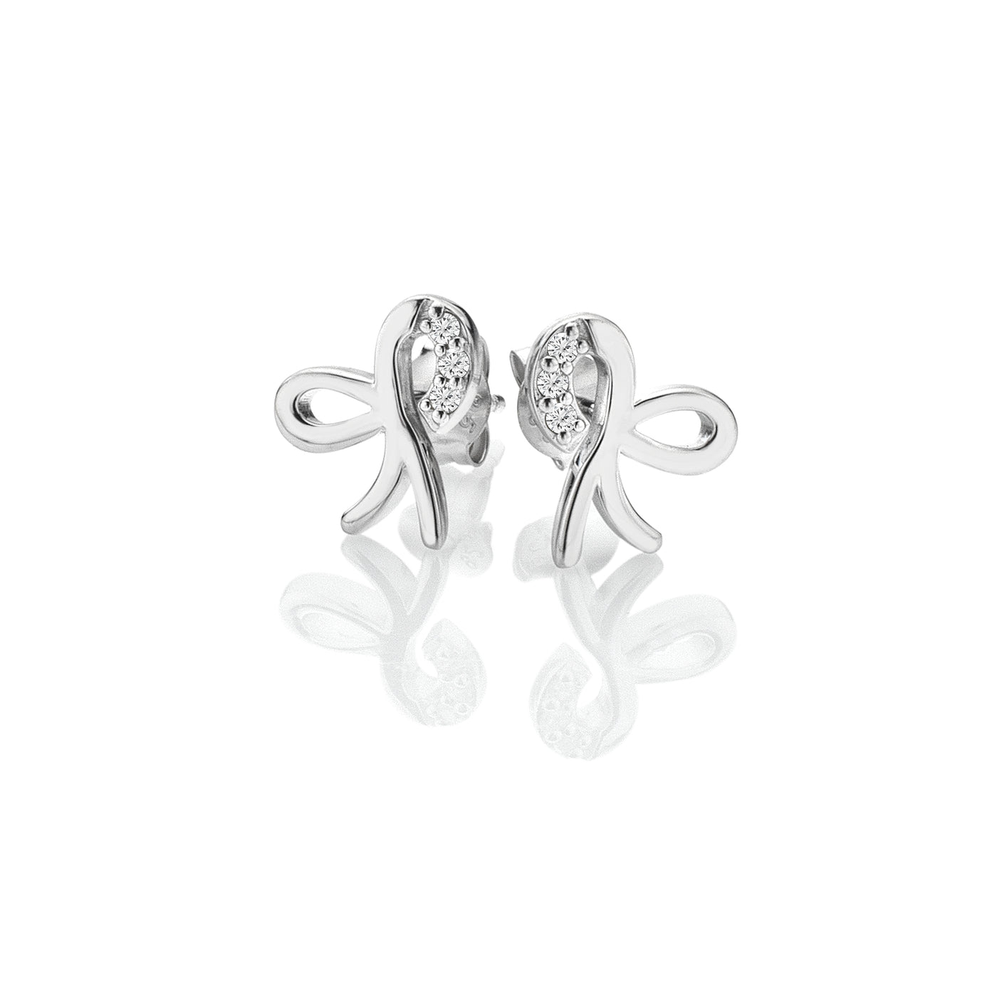 Hot Diamonds Sterling Silver Diamond Ribbon Stud Earrings