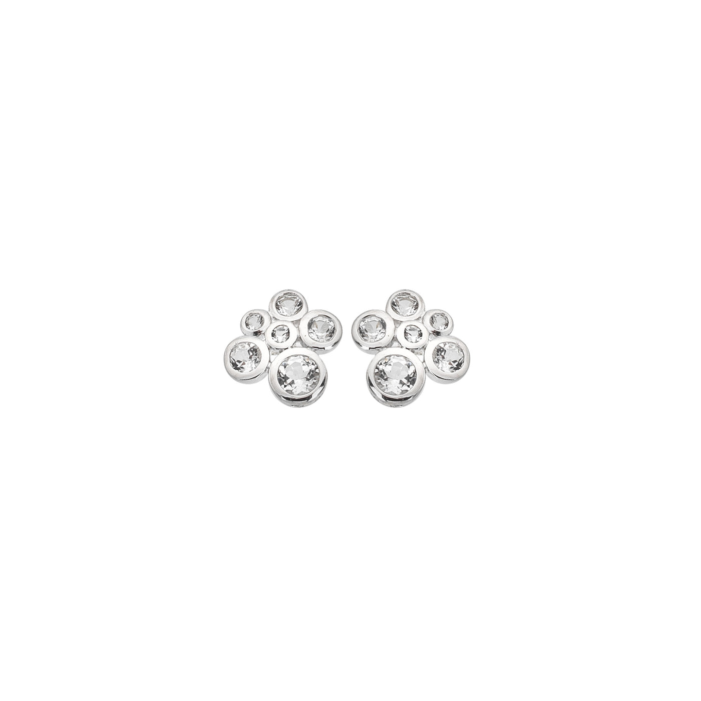 Hot Diamonds Silver White Topaz Tender Cluster Stud Earrings