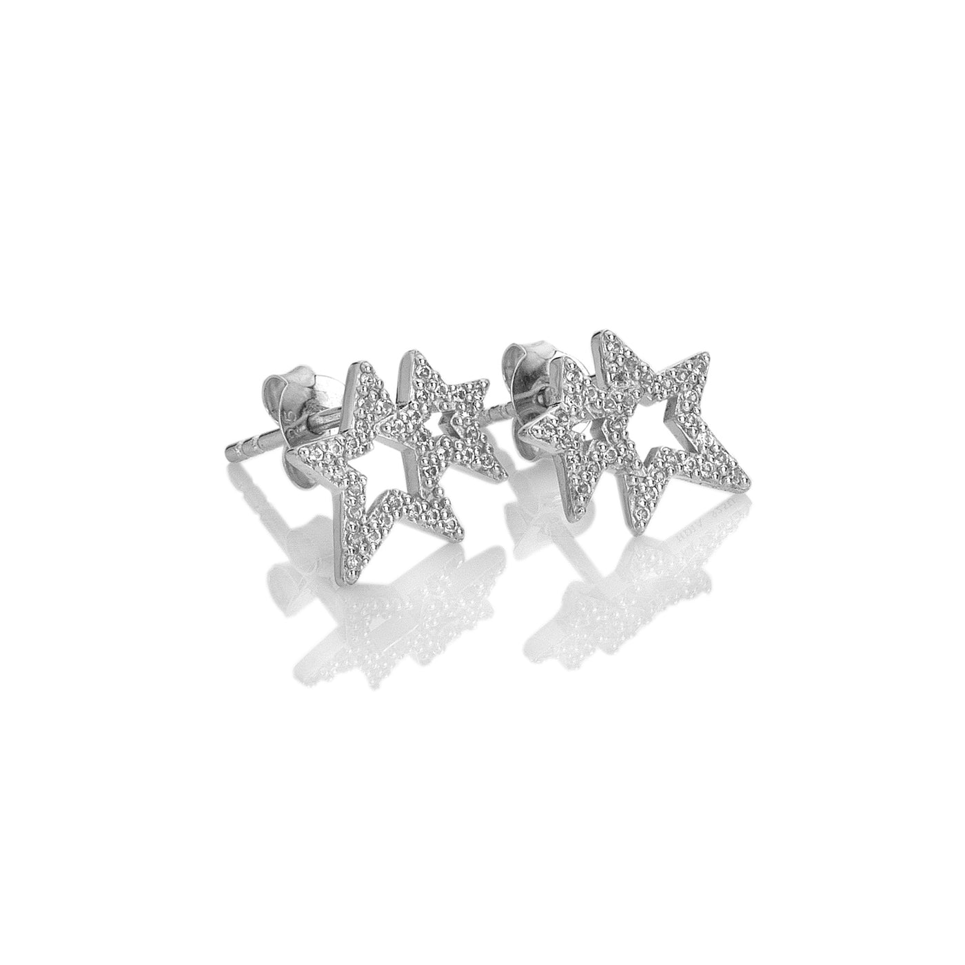 Hot Diamonds Silver Diamond & Topaz Shimmer Star Stud Earrings