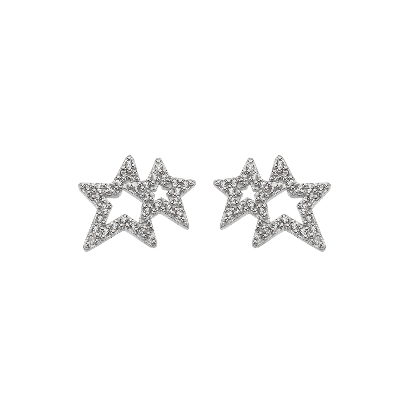 Hot Diamonds Silver Diamond & Topaz Shimmer Star Stud Earrings
