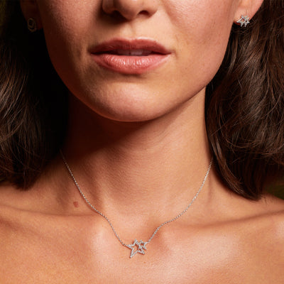 Hot Diamonds Silver Diamond & Topaz Star Pendant Necklace