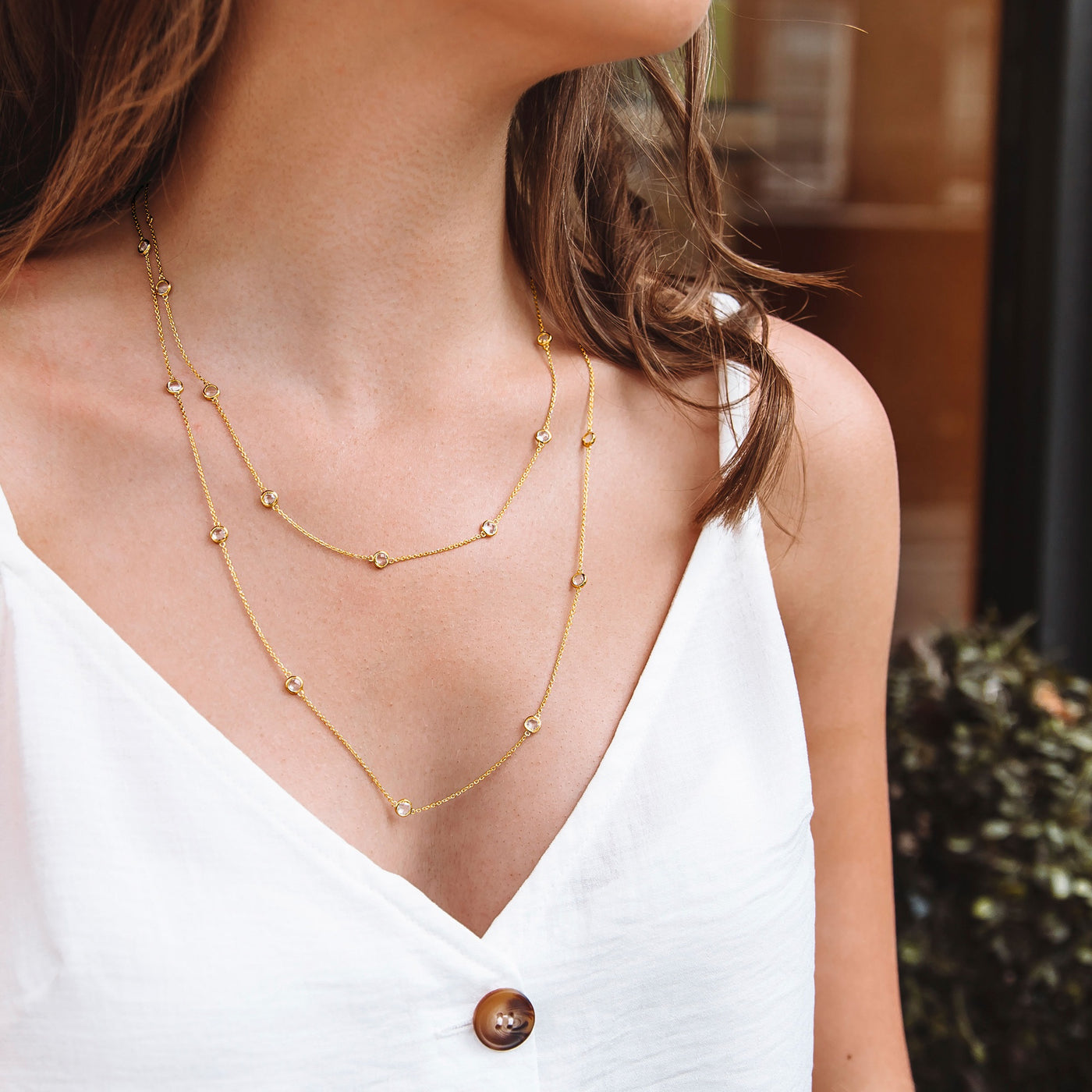 Hot Diamonds Gold Vermeil White Topaz Necklace