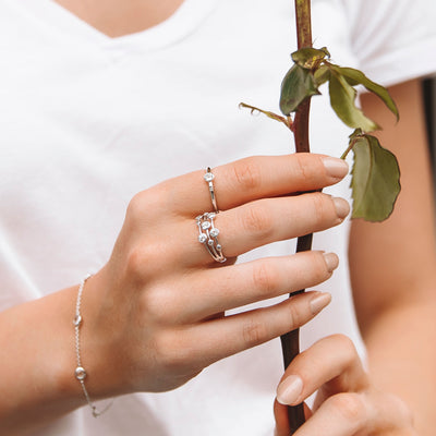 Hot Diamonds Silver White Topaz Tender Ring