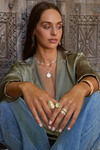 Anna Beck Gold Silver Classic Flower Dish Ring