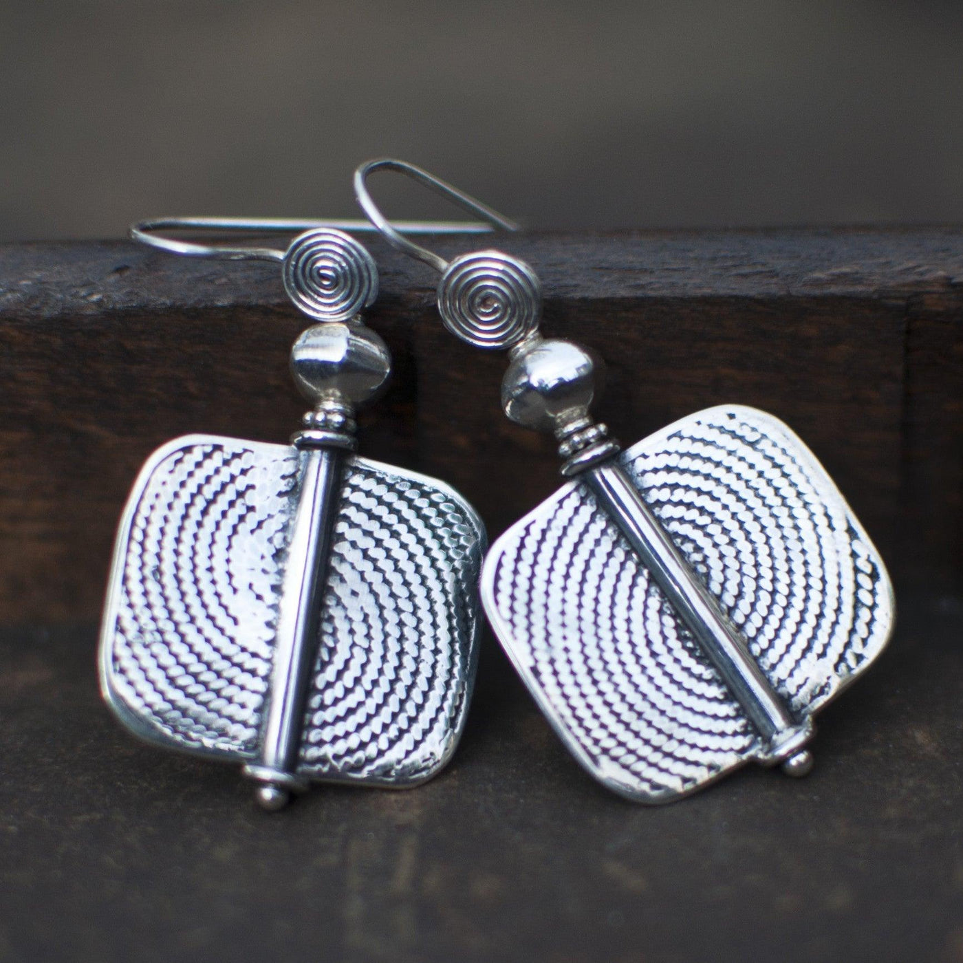 Sterling Silver Maroc Square Wirework Earrings - Rococo Jewellery