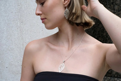 Sterling Silver Sculptured Leaf Necklace