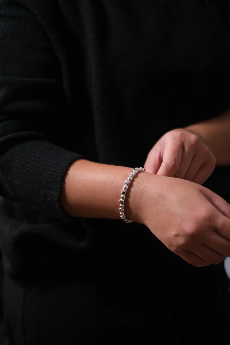 Sterling Silver Ball and Cube Bracelet