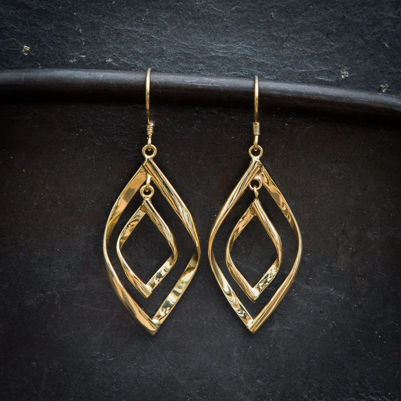 Gold Twist Drop Earrings