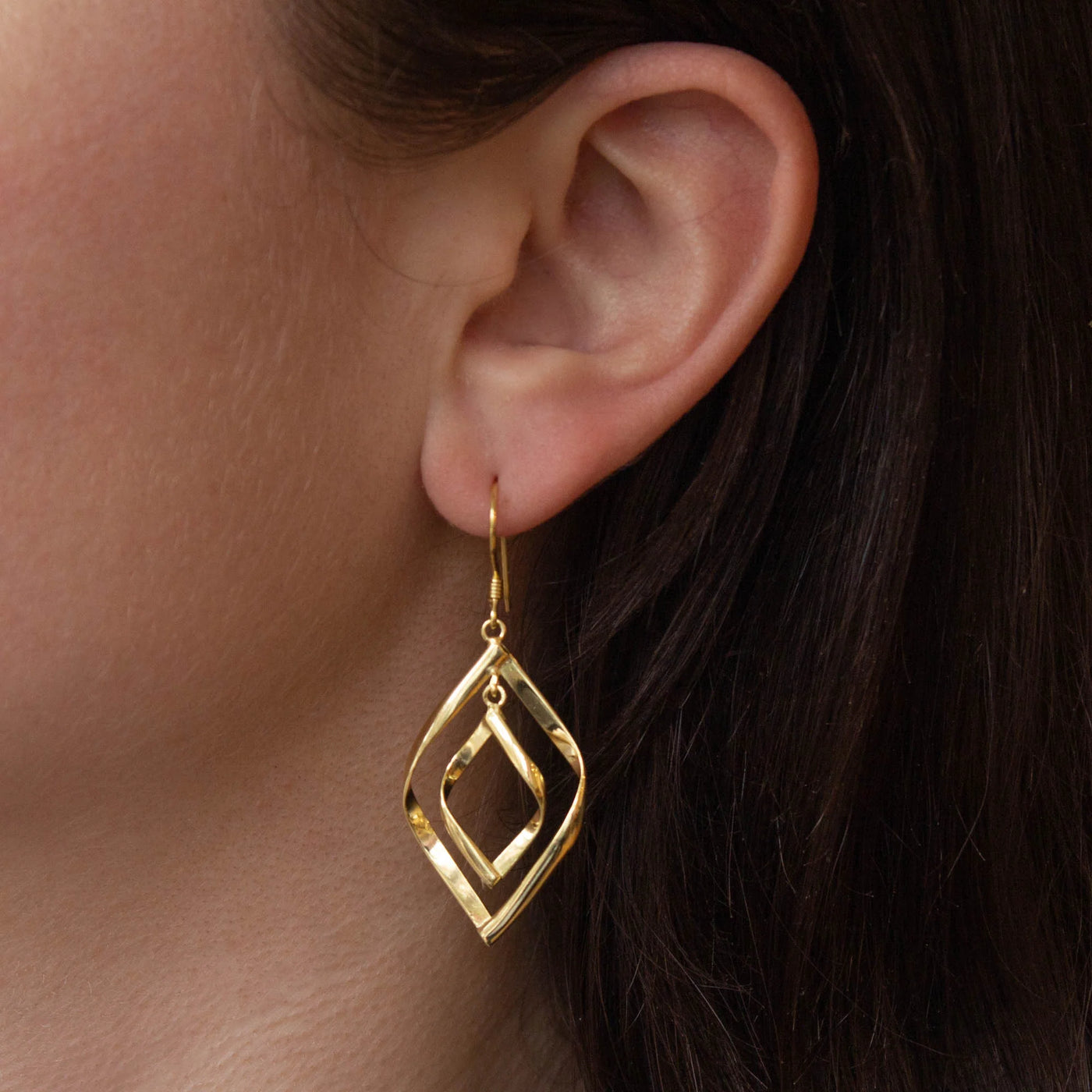 Gold Twist Drop Earrings