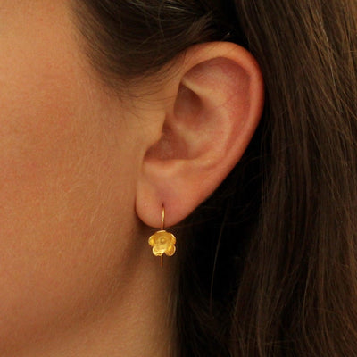 Gold Little Flower Drop Earrings - Rococo Jewellery