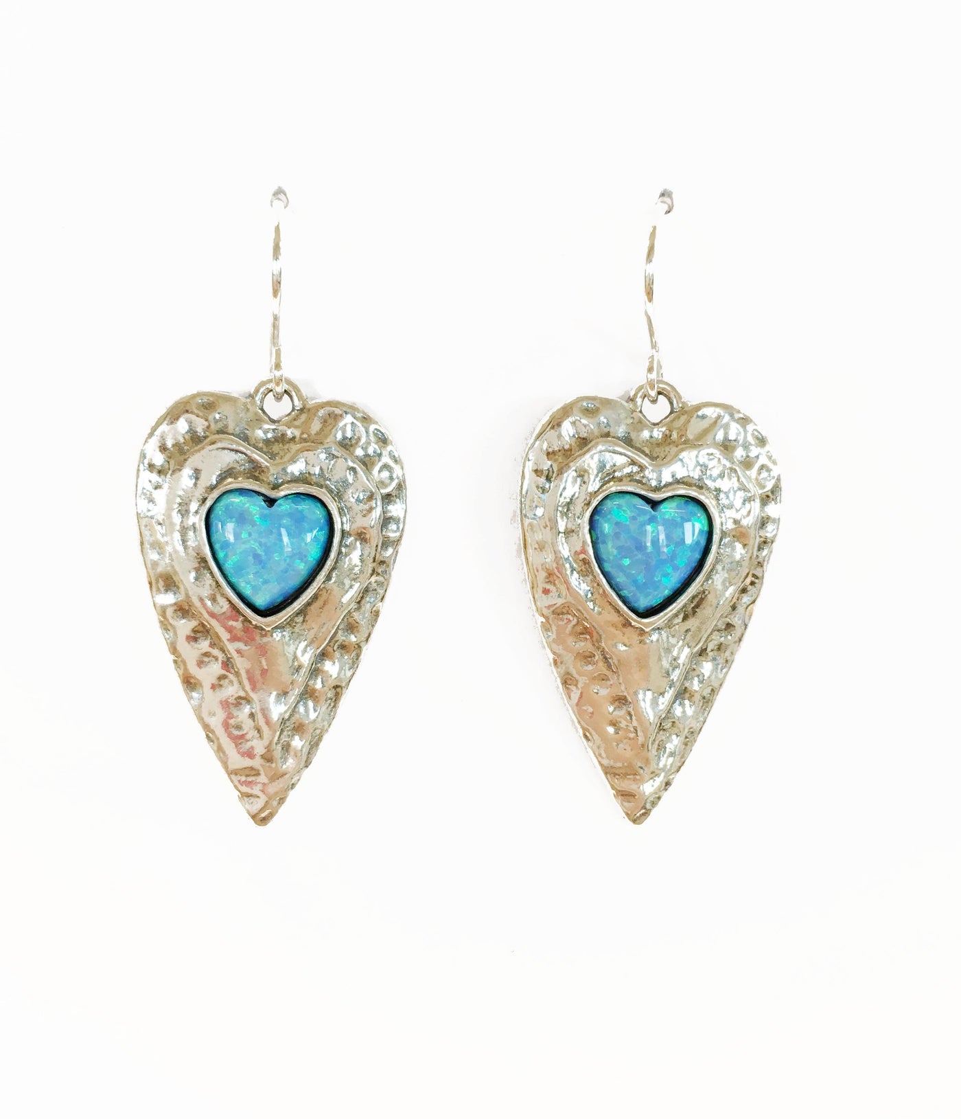 Opal Heart Drop Earrings - Rococo Jewellery