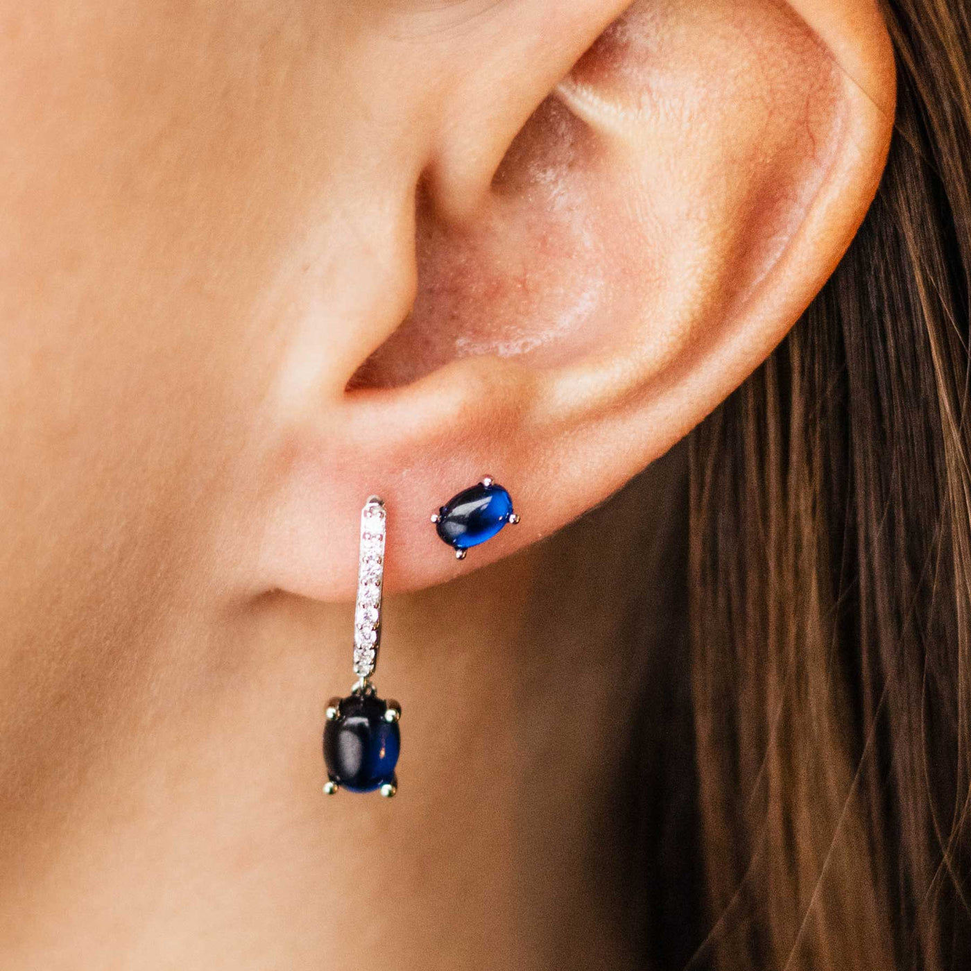 Blue Cubic Zirconia Stud Earrings