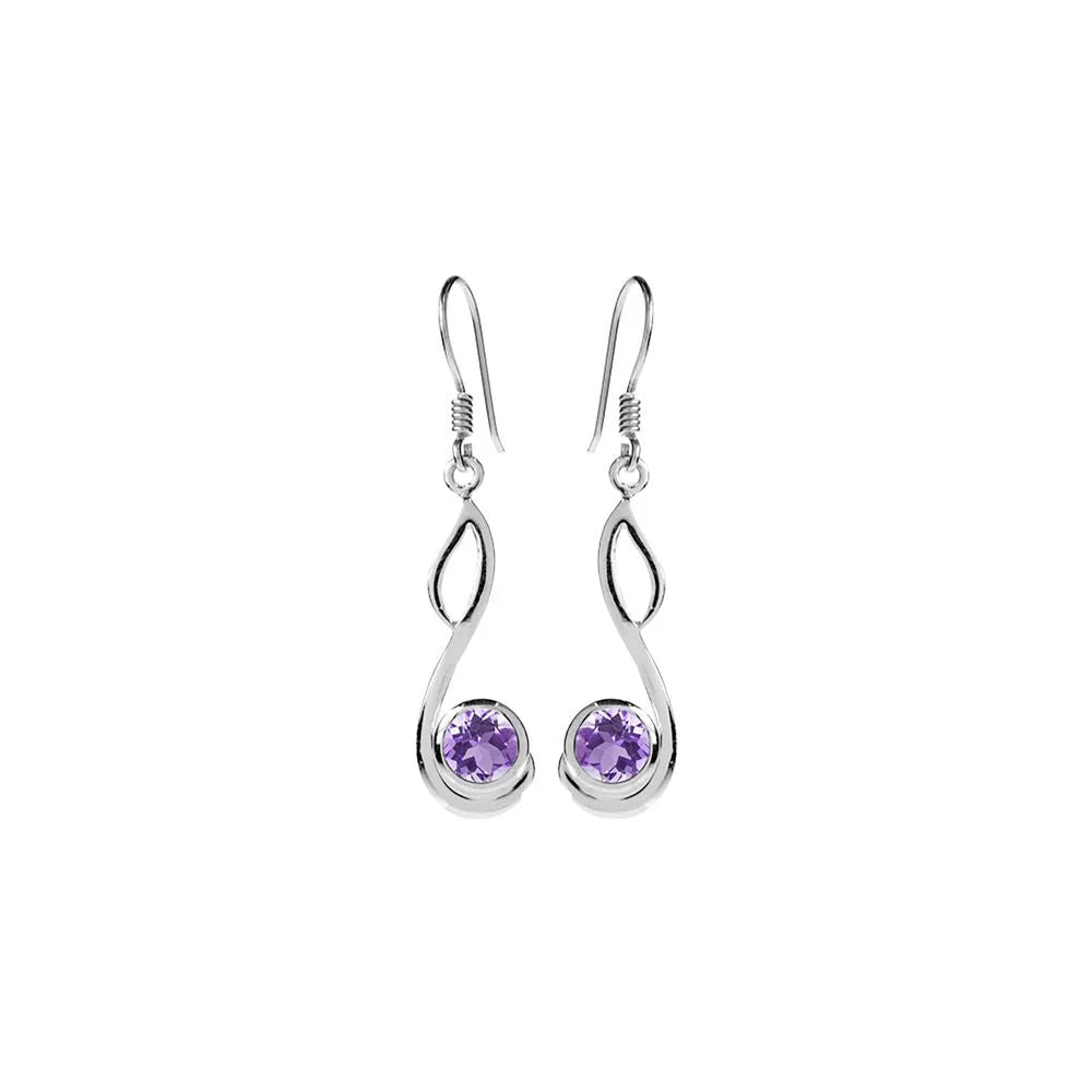 Swept Open Amethyst Loop Earrings