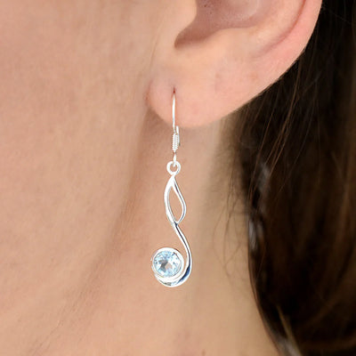 Swept Open Blue Topaz Loop Earrings