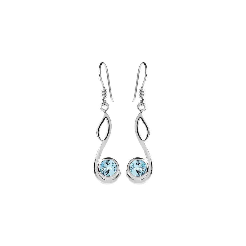 Swept Open Blue Topaz Loop Earrings