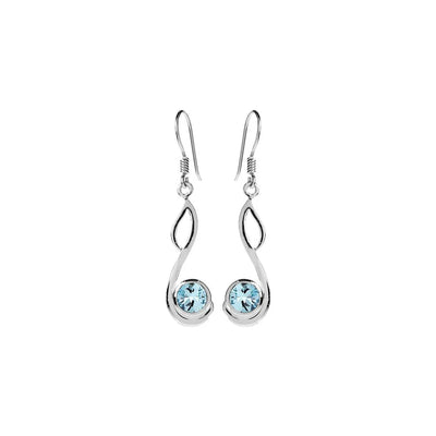 Swept Open Blue Topaz Loop Earrings