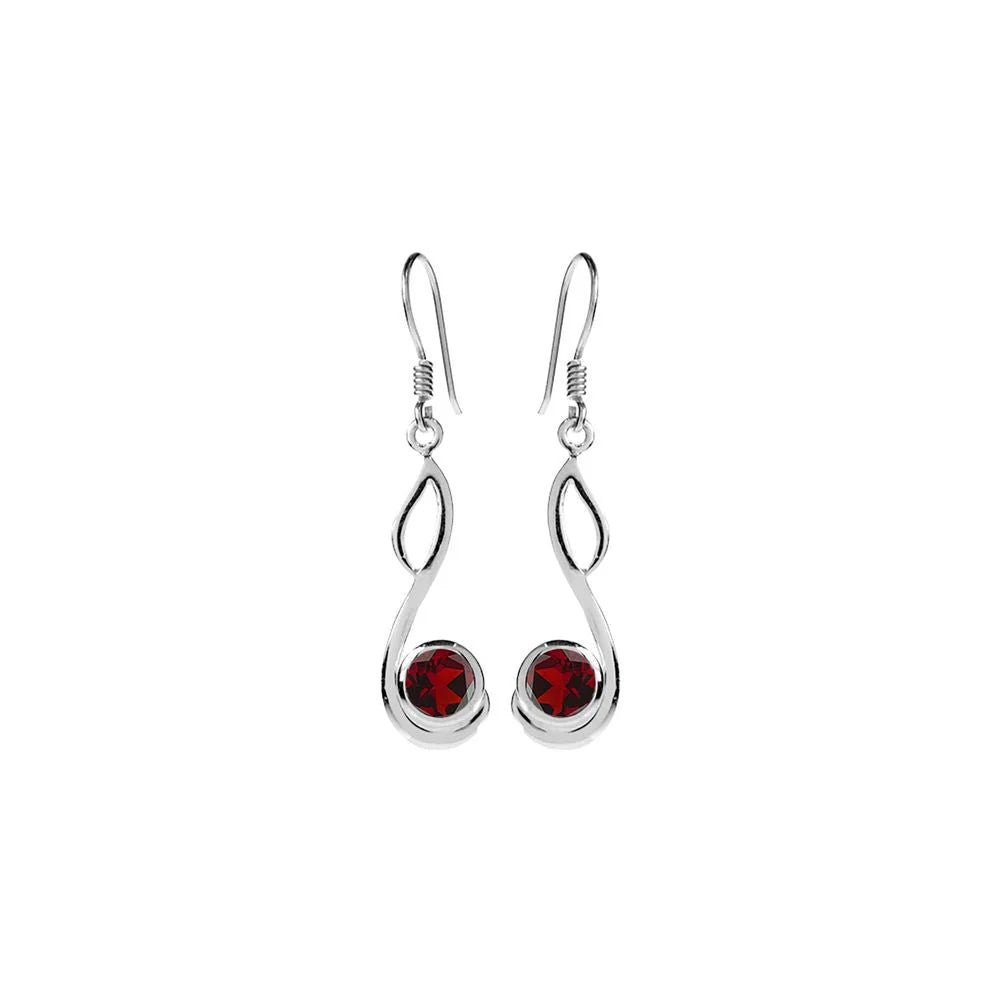 Swept Open Garnet Loop Earrings