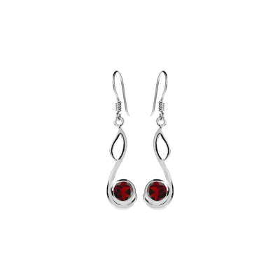 Swept Open Garnet Loop Earrings