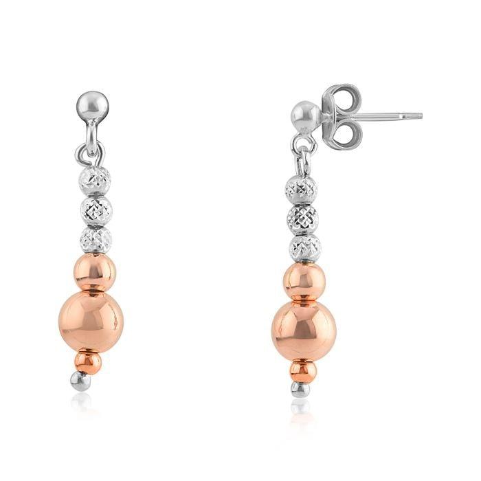 Lavan Rose Gold and Sterling Silver Drop Earrings - Rococo Jewellery