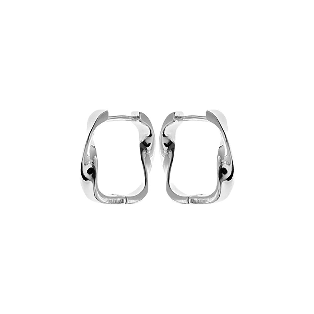Silver Twisted Square Hoop Earrings
