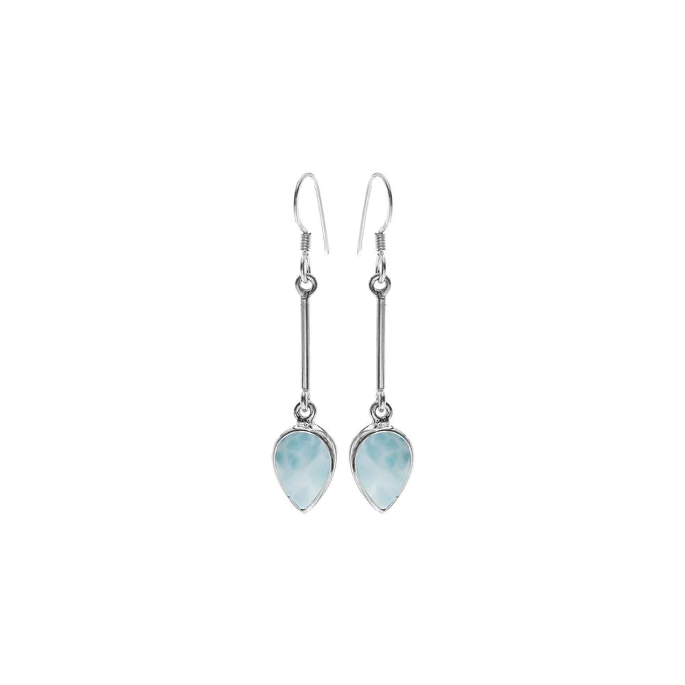 Sterling Silver Larimar Long Stemmed Teardrop Earrings