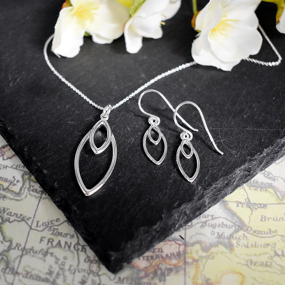 Sterling Silver Double Elipse Wire Earrings