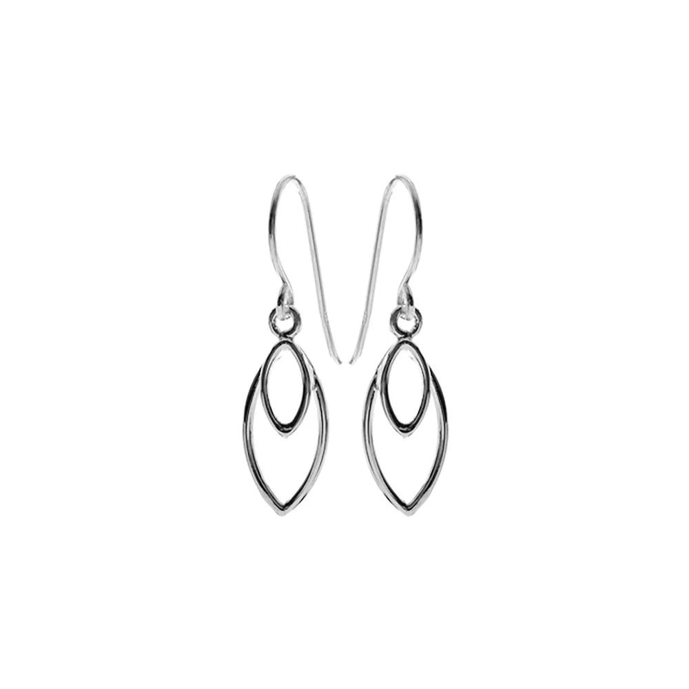 Sterling Silver Double Elipse Wire Earrings