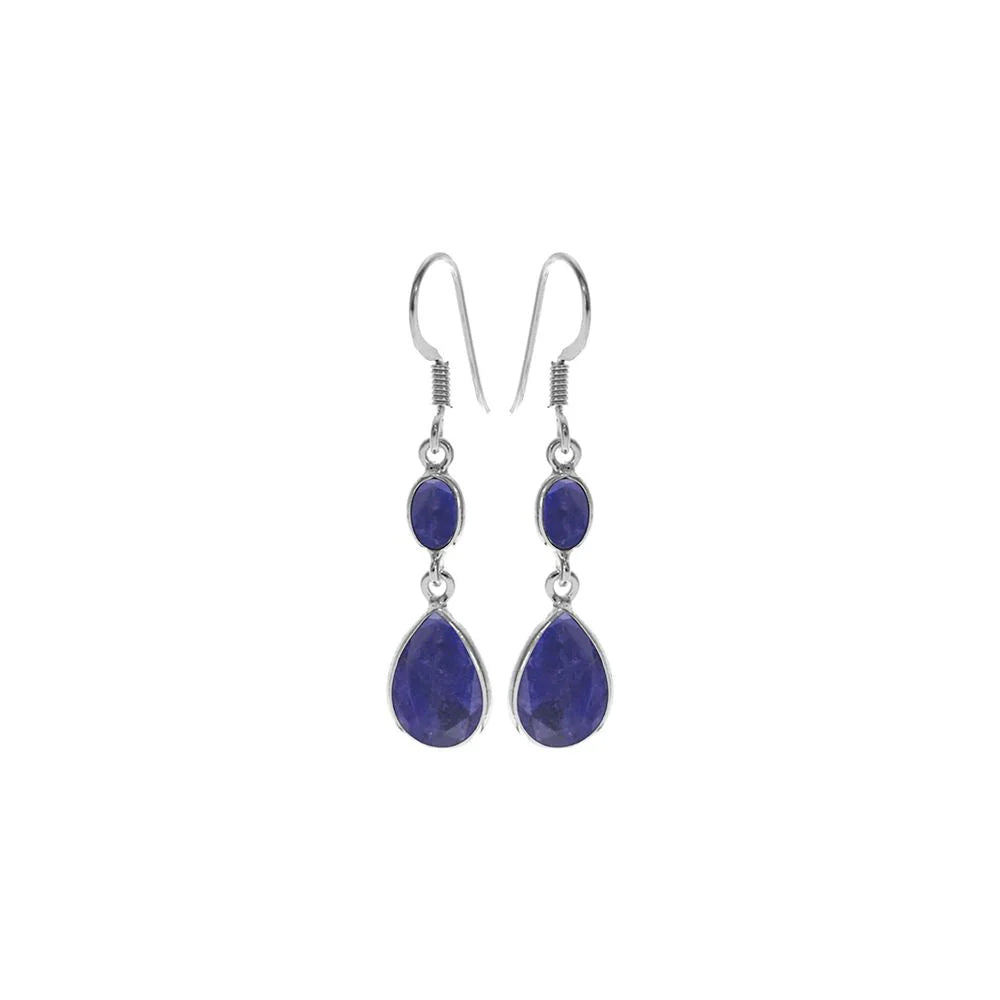 Sterling Silver Marquise Teardrop Sapphire Quartz Earrings