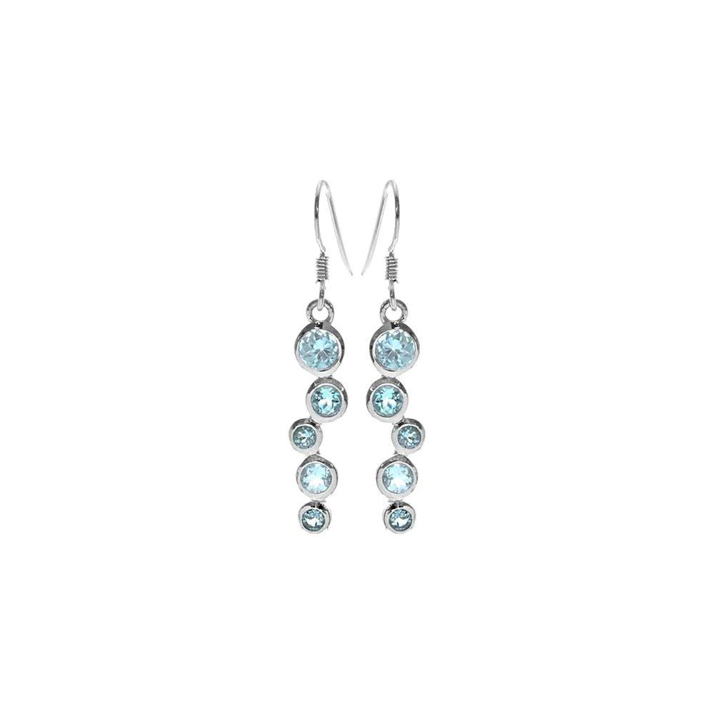 Sterling Silver Blue Topaz Bubble Drop Earrings