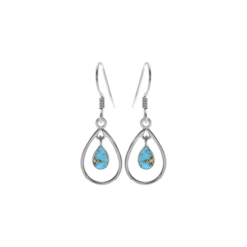 Sterling Silver Teardrop Blue Mohave Earrings